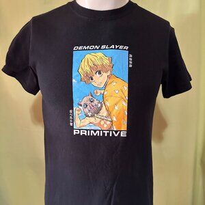 Primitive Skateboards x Demon Slayer Zenitsu Inosuke Hashibira Men's Black T Shi
